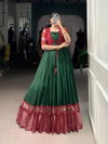 YNF 5028 GRN Tasar Chex Patola Print With Weaving Work Border Gown With Koti Wholesalers In Delhi